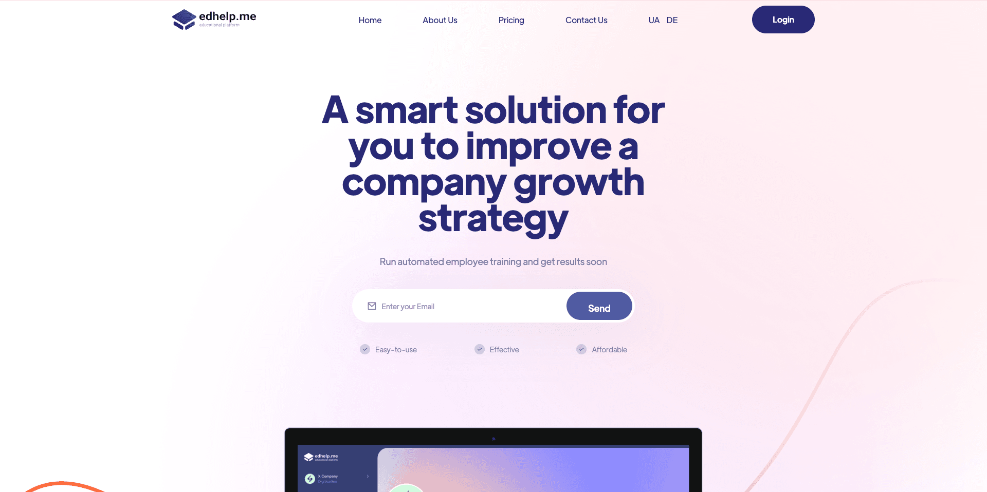 Edhelp.me marketing site — smart solution for company growth and automated employee training