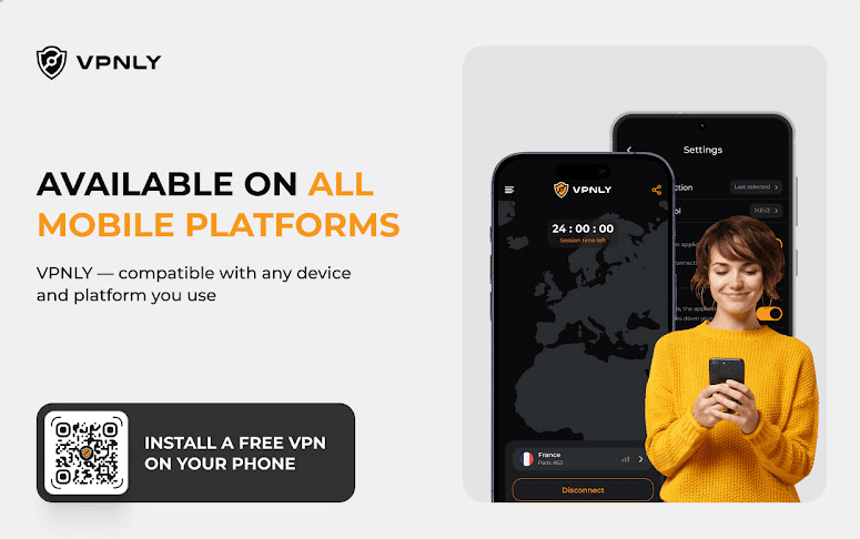 VPNly Chrome extension popup — connect to a free VPN server in one click